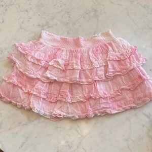 LoveShackFancy Blush Ruffled Skirt